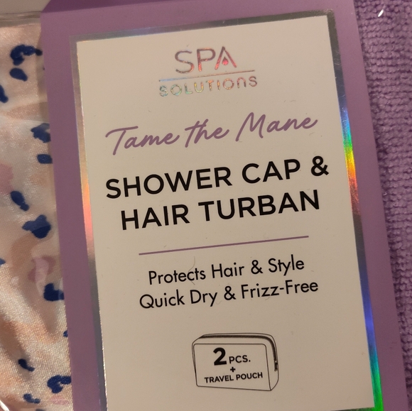 NWT! Spa Solutions Shower Cap & Turban Set - Picture 3 of 6